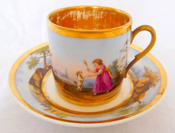 Empire Paris porcelain coffee cup, early 19th century production, Darte Frères manufacture