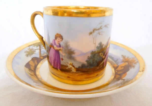 Empire Paris porcelain coffee cup, early 19th century production, Darte Frères manufacture