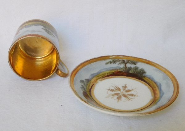 Paris porcelain coffee cup and its saucer, Empire period - early 19th century