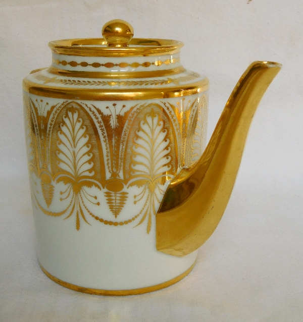 Paris porcelain milk jug, Empire production, decorated with gilt palm leaves