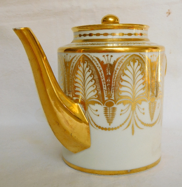 Paris porcelain milk jug, Empire production, decorated with gilt palm leaves