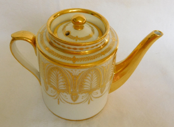 Paris porcelain milk jug, Empire production, decorated with gilt palm leaves