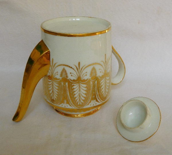 Paris porcelain milk jug, Empire production, decorated with gilt palm leaves