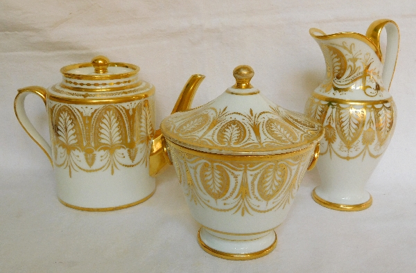 Paris porcelain milk jug, Empire production, decorated with gilt palm leaves