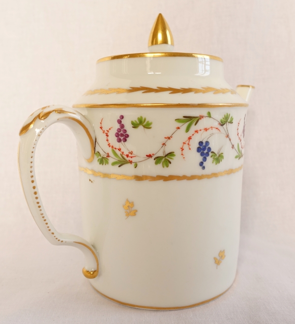 Verseuse / théière litron en porcelaine de Paris, décor polychrome et doré - fin XVIIIe siècle / début XIXe