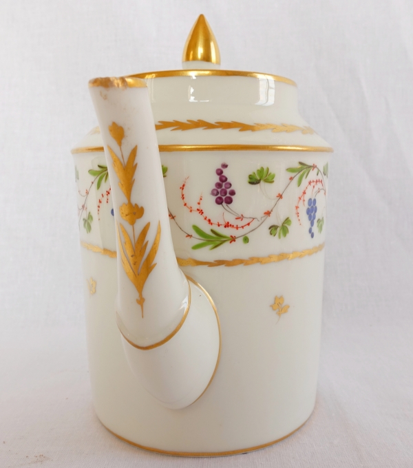 Verseuse / théière litron en porcelaine de Paris, décor polychrome et doré - fin XVIIIe siècle / début XIXe