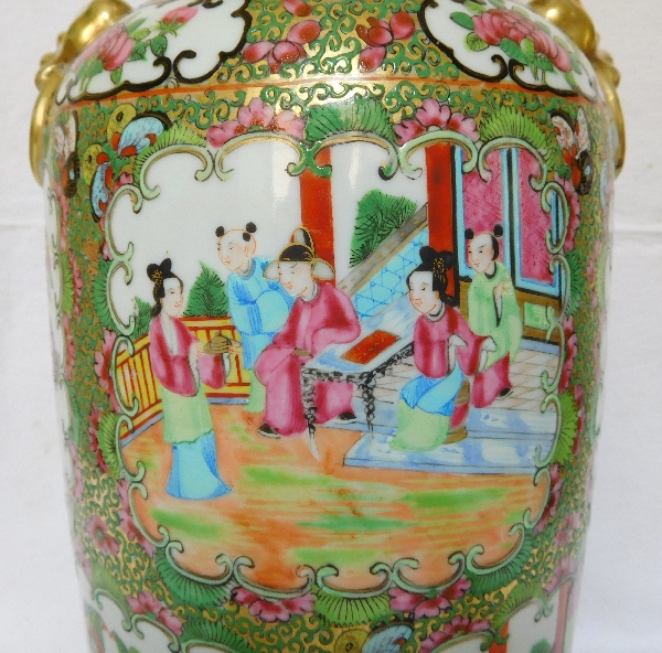 Grand vase / potiche en porcelaine de Canton, Chine, fin XIXe siècle