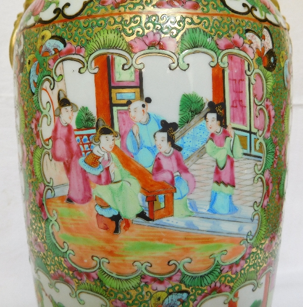 Grand vase / potiche en porcelaine de Canton, Chine, fin XIXe siècle