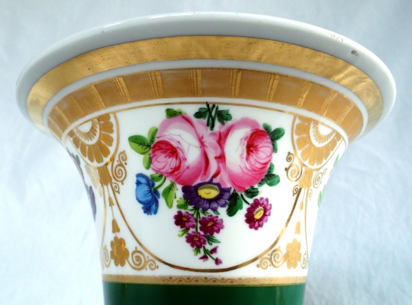 Charles X trumpet-shaped Paris porcelain vase, early 19th century circa 1830.