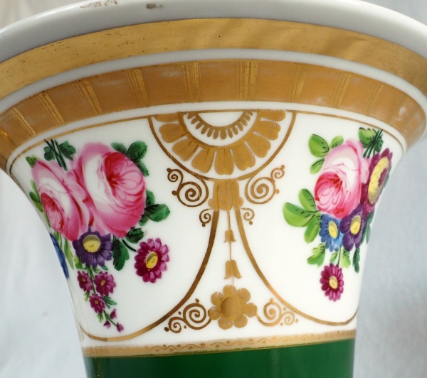 Charles X trumpet-shaped Paris porcelain vase, early 19th century circa 1830.