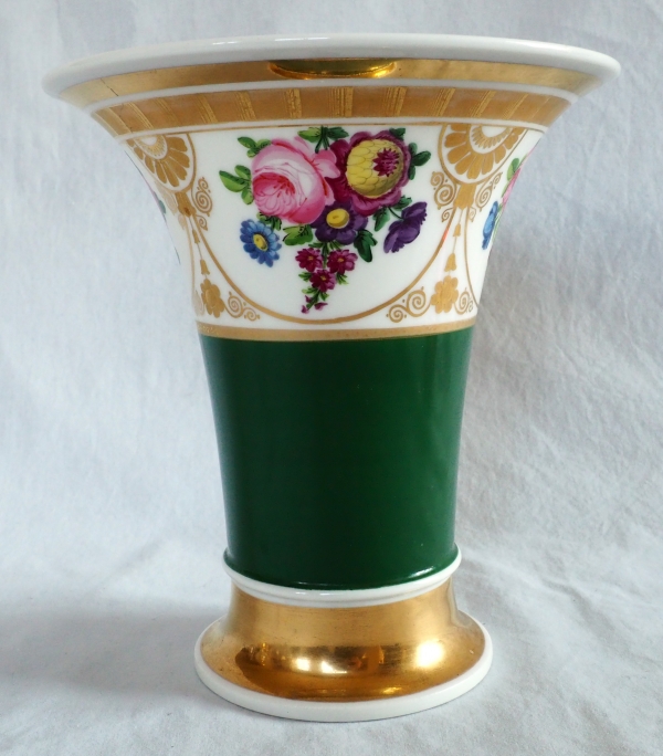Charles X trumpet-shaped Paris porcelain vase, early 19th century circa 1830.