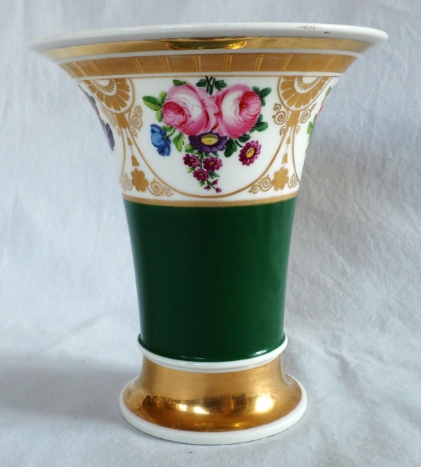 Charles X trumpet-shaped Paris porcelain vase, early 19th century circa 1830.