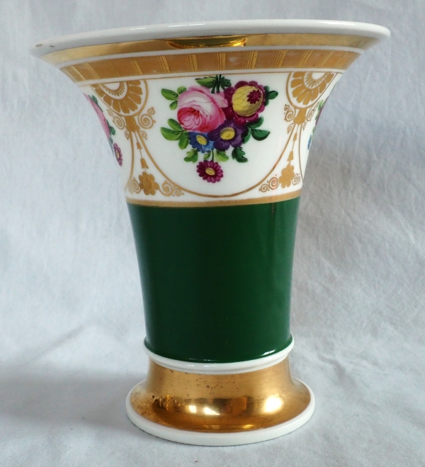Charles X trumpet-shaped Paris porcelain vase, early 19th century circa 1830.
