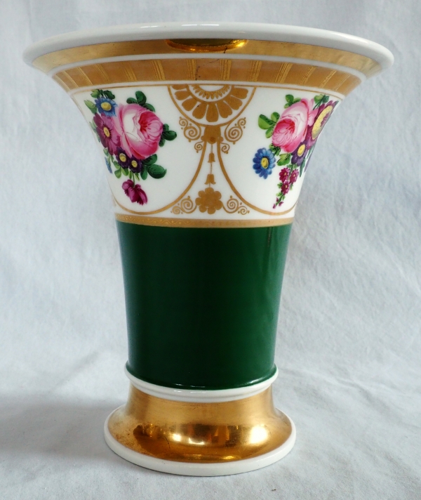Charles X trumpet-shaped Paris porcelain vase, early 19th century circa 1830.