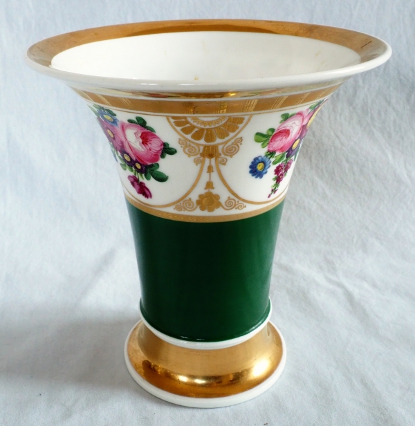 Charles X trumpet-shaped Paris porcelain vase, early 19th century circa 1830.