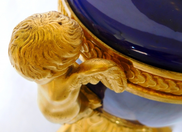 Blue porcelain and ormolu vase, Louis XVI style