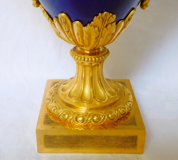 Blue porcelain and ormolu vase, Louis XVI style