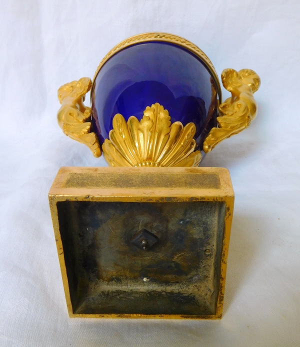 Blue porcelain and ormolu vase, Louis XVI style