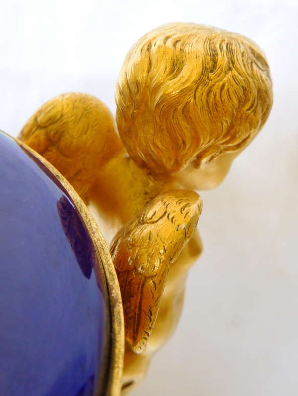 Blue porcelain and ormolu vase, Louis XVI style