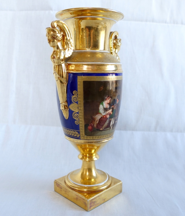 Empire ornamental Paris porcelain vase attributed to Darte Manufacture - early 19th century