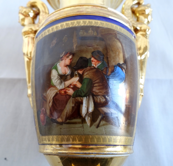 Empire ornamental Paris porcelain vase attributed to Darte Manufacture - early 19th century