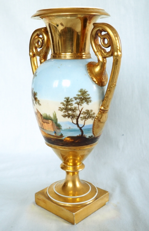 Tall Empire Paris porcelain vase, early 19th century - 30cm