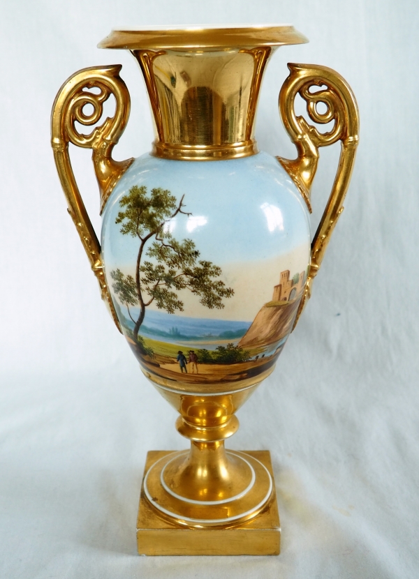 Tall Empire Paris porcelain vase, early 19th century - 30cm