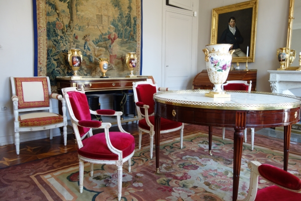 Grand vase d'ornement Empire en porcelaine de Paris - portrait de François Ier