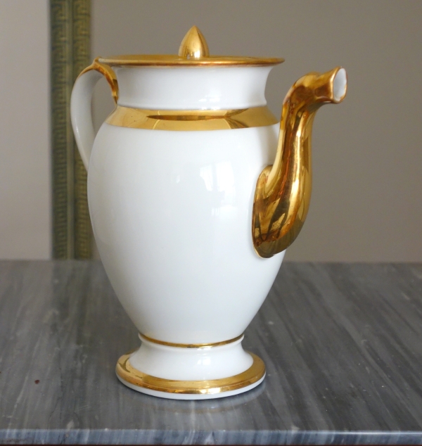 Manufacture Deroche à Paris : verseuse / théière Empire porcelaine de Paris - époque Restauration