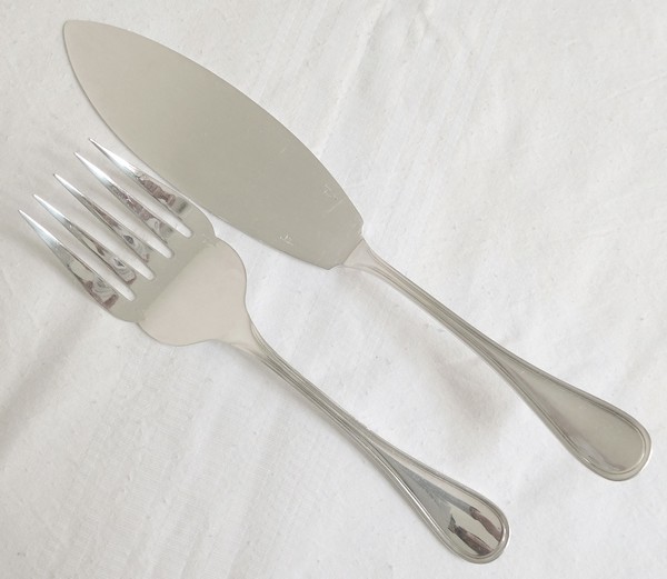 Christofle silver-plated fish serving set, Albi pattern