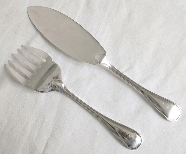 Christofle silver-plated fish serving set, Albi pattern