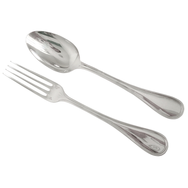 Christofle silver-plated table fork and table spoon, Albi pattern