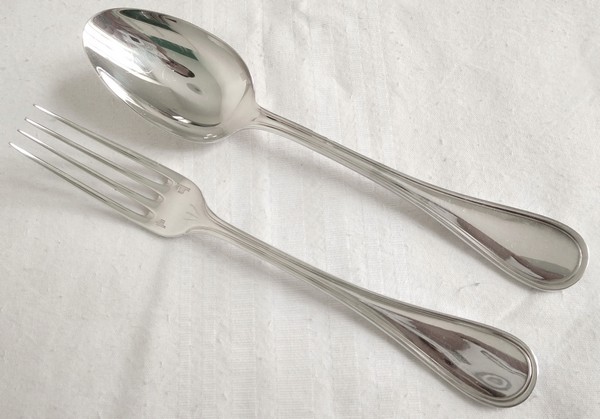 Christofle silver-plated table fork and table spoon, Albi pattern