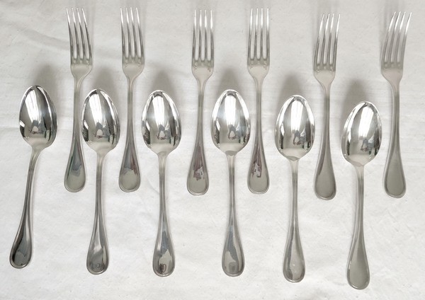 Christofle silver-plated table fork and table spoon, Albi pattern