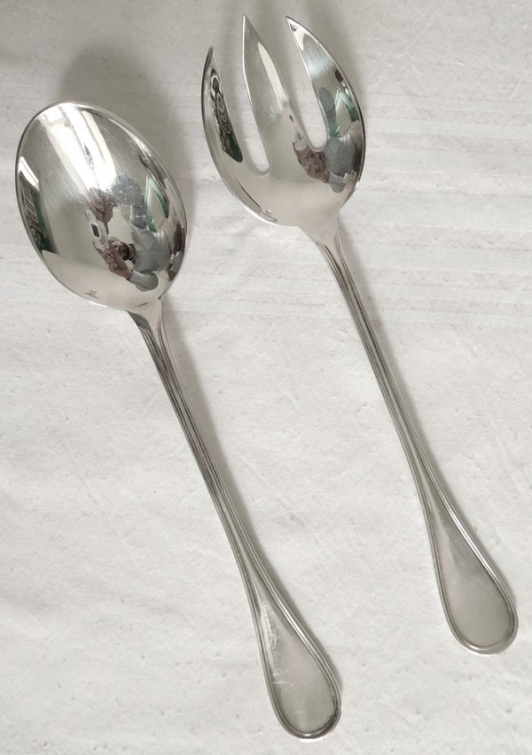 Christofle silver-plated salad-serving set, Albi pattern