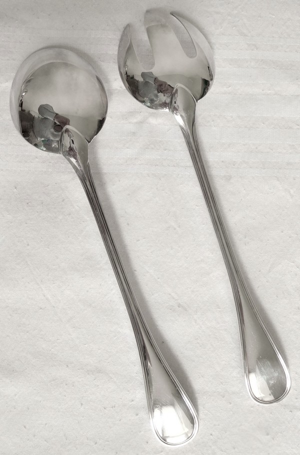 Christofle silver-plated salad-serving set, Albi pattern