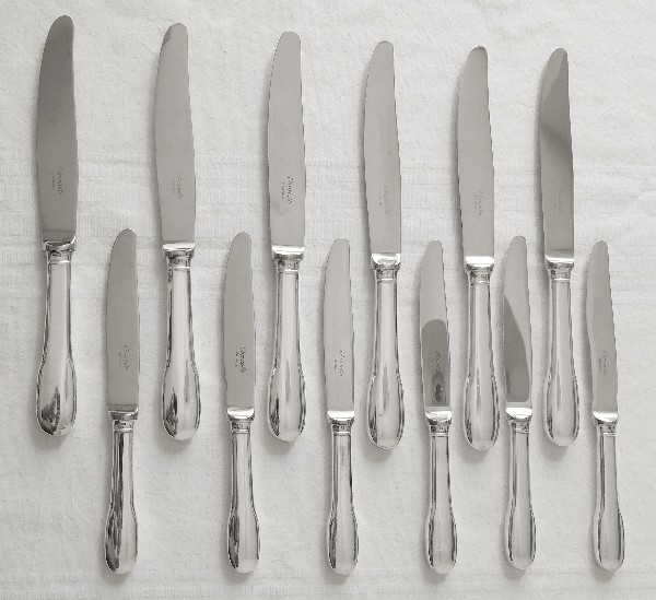 Christofle silver plated cheese knife, Cluny pattern