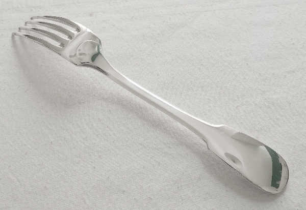 Christofle silver plated dessert fork, Cluny pattern