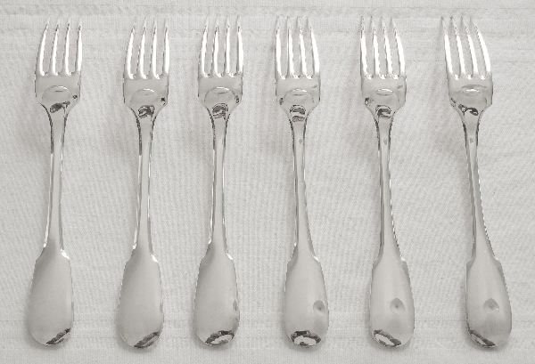 Christofle silver plated dessert fork, Cluny pattern