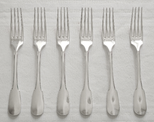 Christofle silver plated table fork, Cluny pattern