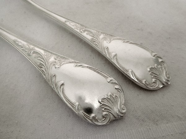 Christofle : silver plated fish fork and knife, Marly pattern