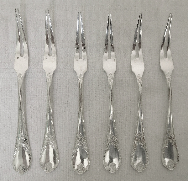 Christofle : silver plated snails fork, Marly pattern