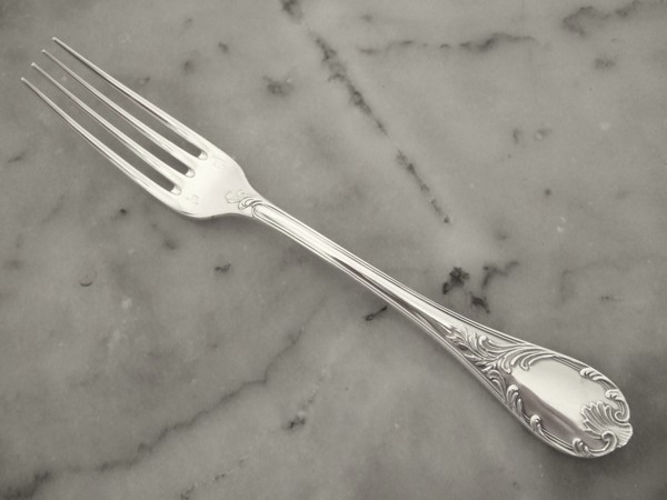 Christofle : silver plated table fork, Marly pattern