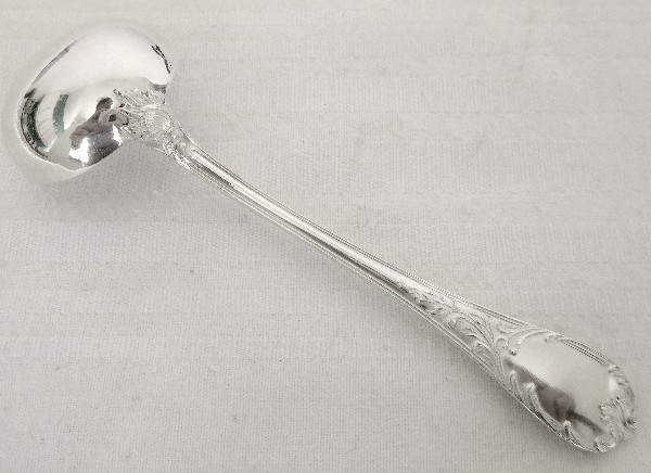 Cuillère à sucre ou confiture en métal argenté, Christofle, modèle Marly (style Louis XV)