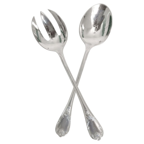 Christofle : silver plated salad serving set, Marly pattern