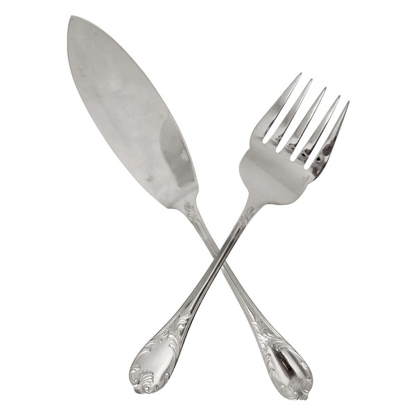 Christofle : silver plated fish serving set, Marly pattern