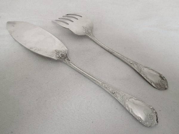 Christofle : silver plated fish serving set, Marly pattern