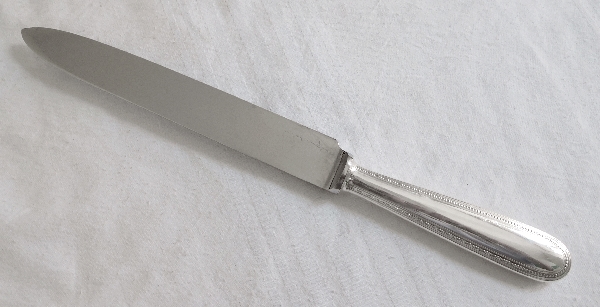 Couteau à découper en métal argenté, Christofle, modèle Perles