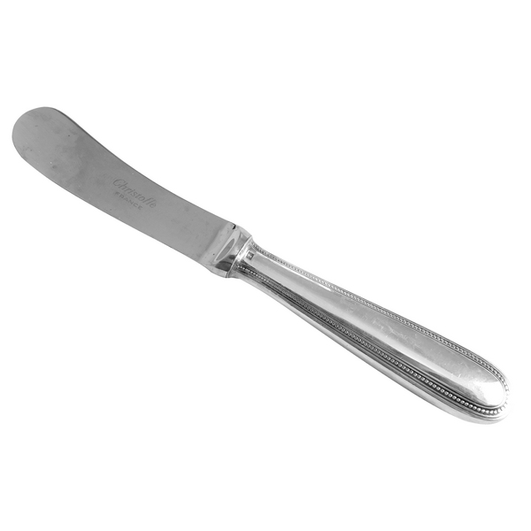 Christofle silver-plated butter knife, Perles pattern