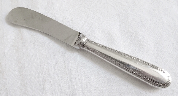 Couteau à beurre / tartineur en métal argenté, Christofle, modèle Perles